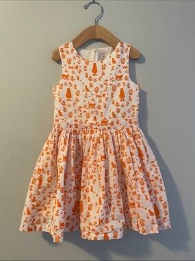Room Seven girls White/orange Cotton Dress with Orange Print. size:4